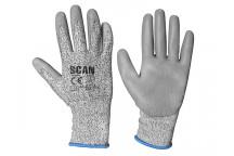 Scan Grey PU Coated Cut 3 Gloves - L (Size 9)
