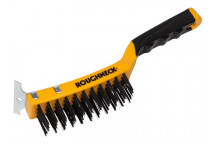 Roughneck Carbon Steel Wire Brush Soft Grip with Scraper 300mm (12in) - 4 Row