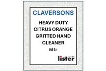 CLAVERSONS Heavy Duty Citrus Orange Gritted Hand Cleaner 5 Litre Screw Cap