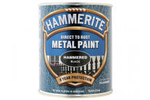 Hammerite Direct to Rust Hammered Finish Metal Paint Black 750ml