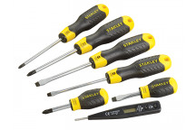 Stanley Tools Cushion Grip Screwdriver Set, 7 Piece SL/PH/Voltage Tester