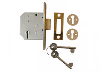 UNION 2177 3 Lever Mortice Deadlock Polished Brass 65mm 2.5in Visi