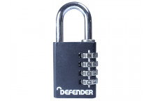 DEFENDER Black Die-Cast Combination Padlock 40mm