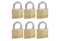 Master Lock Solid Brass 40mm Padlock 4-Pin - Keyed Alike x 6