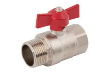 1/4\"BSPM x 1/4\"BSPF Brass Ball Valve Red T Hdle
