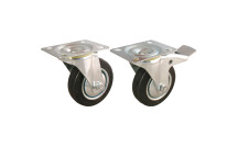 75MM SWIVEL CASTOR PLATE FTG - BLACK
