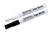 Faithfull Paint Marker Pen Black & White (Pack 2)