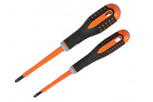 Bahco Insulated ERGO Combi Screwdriver Twin Pack PZ1/SL5 & PZ2/SL6