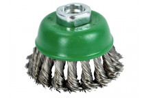 Faithfull Wire Cup Brush Twist Knot 65mm M14x2, 0.5mm Stainless Steel Wire