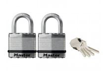 Master Lock Excell Laminated Steel 45mm Padlock - 24mm Shackle - Keyed Alike x 2