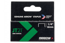 Arrow JT21 T27 Staples 6mm (1/4in) Box 1000