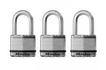 Master Lock Excell Laminated Steel 50mm Padlock - 38mm Shackle - Keyed Alike x 3