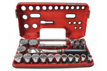 Facom 1/2in Drive 12-Point Detection Box Socket Set, 22 Piece Metric