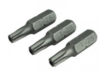Faithfull Security S2 Grade Steel Screwdriver Bits T25S x 25mm (Pack 3)