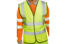 Large Yellow Hi-Vis Waistcoat Black Piping Single Wrap EN ISO 20471