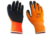 Scan Hi-Vis Orange Foam Latex Coated Gloves - L (Size 9)