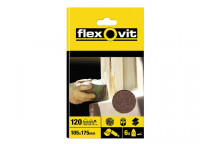 Flexovit Detail Hook & Loop Sanding Sheets 105x175mm Fine 120G (Pack of 6)