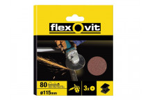 Flexovit Aluminium Oxide Fibre Discs 115mm Extra Coarse 36G (Pack of 3)