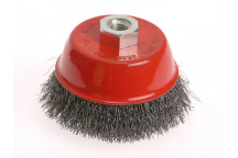 Faithfull Wire Cup Brush 100mm M14x2, 0.3mm Stainless Steel Wire