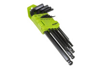 Imperial Hardened Hex Key Set Long Arm Ball End Black 9 piece 1/16 - 3/8in