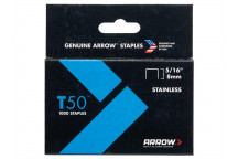Arrow T50 Staples Stainless Steel 505SS 8mm ( 5/16in) Box 1000