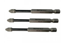 Faithfull Pozidriv Impact Screwdriver Bits PZ2 x 75mm (Pack 3)