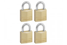 Master Lock Solid Brass 20mm Padlock 3-Pin - Keyed Alike x 4