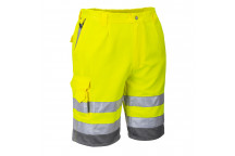 E043 Hi-Vis Poly-cotton Shorts Yellow/Grey Large