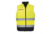 S267 Hi-Vis Two Tone Bodywarmer Yellow/Navy Large