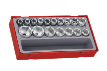 Teng TT1217-6 Metric 6-Pt Socket Set, 17 Piece - 1/2in Drive