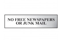 Scan No Free Newspapers Or Junk Mail - Polished Chrome Effect 200 x 50mm