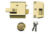 Yale Locks P1 Double Security Nightlatch 60mm Backset Brasslux Finish Visi