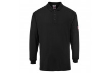FR10 Flame Resistant Anti-Static Long Sleeve Polo Shirt Black Large