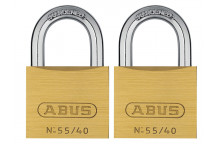 ABUS Mechanical 55/40mm Brass Padlocks Twin Pack