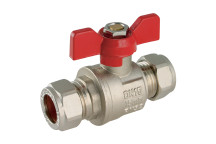 15 mm OD Brass Ball Valve Red Handle WRAS