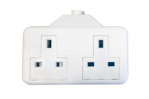 SMJ White Trailing Extension Socket 13A 2-Gang