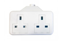 SMJ White Trailing Extension Socket 13A 2-Gang