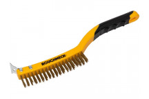 Roughneck Brass Wire Brush Soft Grip with Scraper 355mm (14in) - 3 Row