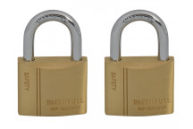 Faithfull Brass Padlock Keyed Alike 2 x 40mm