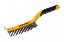 Roughneck Stainless Steel Wire Brush Soft Grip with Scraper 355mm (14in) - 3 Row