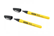 Stanley Tools Fine Tip Permanent Marker Black (Pack 2)