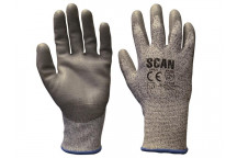 Scan Grey PU Coated Cut 5 Gloves - L (Size 9)