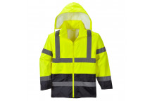 H443 Hi-Vis Classic Contrast Rain Jacket Yellow/Navy Large