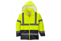 H443 Hi-Vis Classic Contrast Rain Jacket Yellow/Navy Large