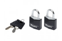 Master Lock Aluminium Black Vinyl Cover 30mm Padlock 4-Pin - Keyed Alike x 2