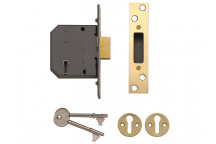 Yale Locks PM552 5 Lever Mortice Deadlock 67mm 2.5in Polished Brass