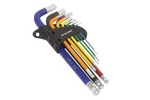 Imperial Hardened Hex Key Set Long Arm Ball End Coloured 9 piece 1/16 - 3/8in