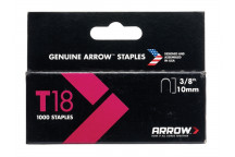 Arrow T18 Staples 10mm (3/8in) Box 1000