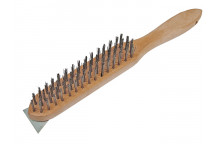 Faithfull 680/4S Heavy-Duty Scratch Brush with Scraper - 4 Row