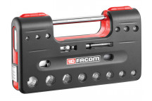 Facom 3/8in Square Drive 6-Point Detection Box Socket Set, 18 Piece